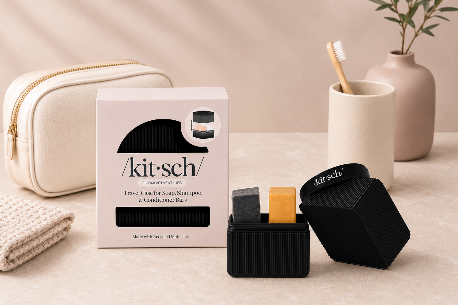 pd kitsch 2 compartment travel soap case