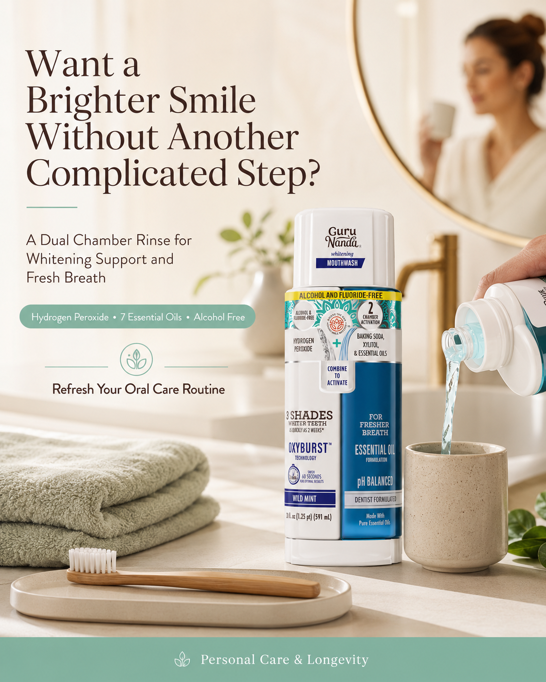 GuruNanda Oxyburst Whitening Mouthwash gurunanda whitening mouthwash