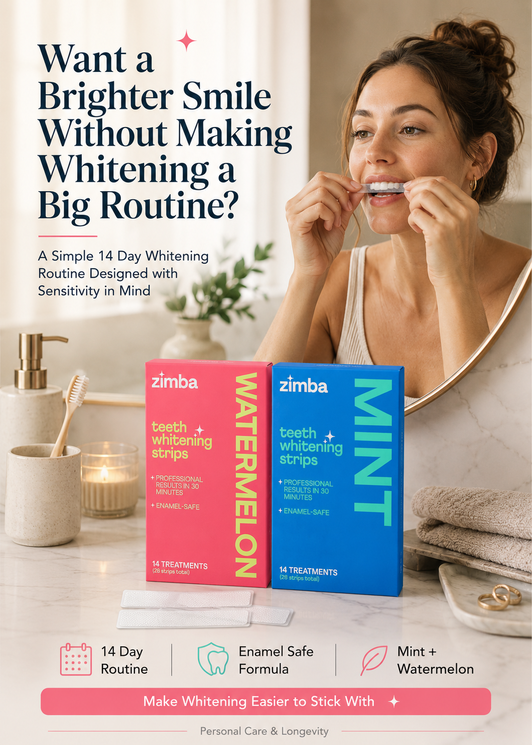 zimba sensitive teeth whitening strips